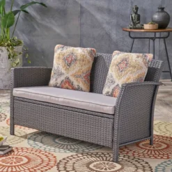 St. Lucia Wicker Loveseat - Gray - Christopher Knight Home 11 St. Lucia Wicker Loveseat - Gray - Christopher Knight Home -Crosley Shop GUEST e66f1fce 27cd 4583 9a0f 393d732650dd