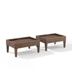 Capella 2pk Outdoor Wicker Ottomans - Cream/Brown - Crosley -Crosley Shop GUEST e6ae4141 5f02 4bfc aea7 54caef132b7c