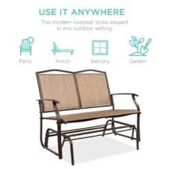 Best Choice Products 2-Person Outdoor Swing Glider, Patio Loveseat, Steel Bench Rocker For Porch W/ Armrests -Crosley Shop GUEST e8419122 1403 48c4 b665 cd6722d357fd