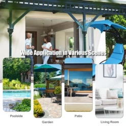 Costway Hanging Swing Chair Hammock Chair W/ Pillow Canopy Stand BlueNavyOrange -Crosley Shop GUEST e9b4b9e0 4992 4c73 af9c 5fbf178b9325