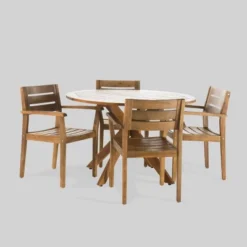 Crosley Shop 19 Stamford 5pc Acacia Wood Round Dining Set Teak - Christopher Knight Home