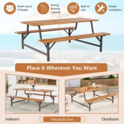 Costway Acacia Wood Patio Picnic Table Bench Set With 71'' Tabletop & 2'' Umbrella Hole 13 Costway Acacia Wood Patio Picnic Table Bench Set With 71'' Tabletop & 2'' Umbrella Hole -Crosley Shop GUEST ea4c75c9 6061 4fdd 9df7 270aeaf7921b
