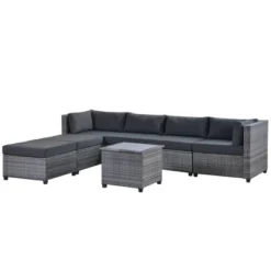 7pc Outdoor Set With Rattan Sofa & Cushions - Gray - GODEER 20 7pc Outdoor Set With Rattan Sofa & Cushions - Gray - GODEER -Crosley Shop GUEST eb9c896c 40de 44ee 95f8 bba2fb2324e5