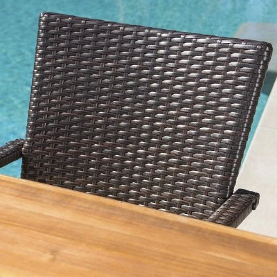 Brandywine 6pc Acacia Wood/Wicker Patio Dining Set - Brown/Cream - Christopher Knight Home 4 Brandywine 6pc Acacia Wood/Wicker Patio Dining Set - Brown/Cream - Christopher Knight Home - Image 2