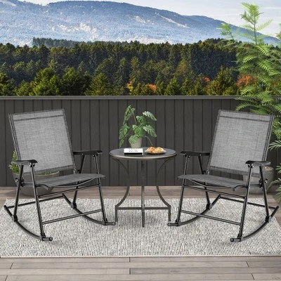 Costway 2pcs Patio Folding Rocking Chair Heavy-Duty Metal Frame Rockers Outdoor 3 Costway 2pcs Patio Folding Rocking Chair Heavy-Duty Metal Frame Rockers Outdoor