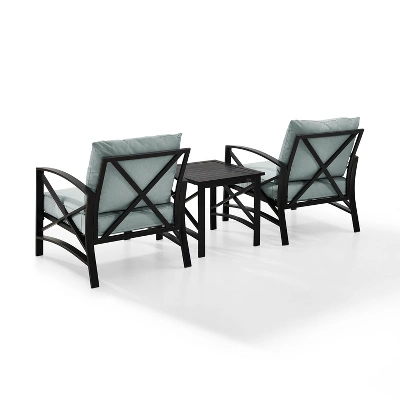 3pc Kaplan Outdoor Seating Set With 2 Chairs & Side Table - Mist - Crosley 4 3pc Kaplan Outdoor Seating Set With 2 Chairs & Side Table - Mist - Crosley - Image 2