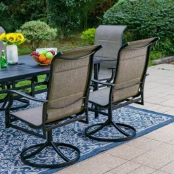 7pc Outdoor Dining Set With With Padded Sling Chairs & Metal Rectangle Table With Umbrella Hole - Captiva Designs -Crosley Shop GUEST ecaac737 a156 4770 87ce 98d9f4be4d4c