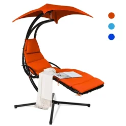 Costway Hanging Swing Chair Hammock Chair W/ Pillow Canopy Stand BlueNavyOrange -Crosley Shop GUEST ed5453a3 0817 4255 8da9 dbc545afb042