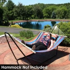 Sunnydaze Decor Sunnydaze Portable Heavy-Duty Steel Hammock Stand Only For Camping And Spreader Bar Styles - 330 Lb Capacity/10' Stand - Black 12 Sunnydaze Decor Sunnydaze Portable Heavy-Duty Steel Hammock Stand Only For Camping And Spreader Bar Styles - 330 Lb Capacity/10' Stand - Black -Crosley Shop GUEST edb53c7b 6d1d 4e19 834b 9ca157cf8aab