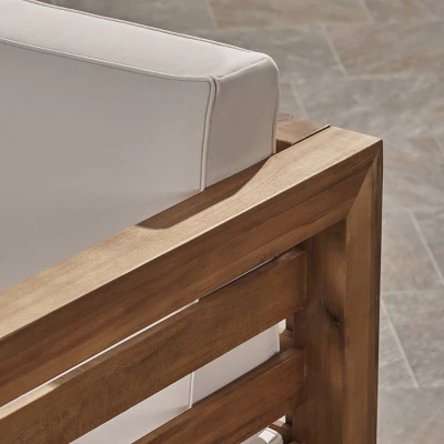 Oana 6pc Acacia Wood Sofa Chat Set Teak/Beige - Christopher Knight Home 5 Oana 6pc Acacia Wood Sofa Chat Set Teak/Beige - Christopher Knight Home - Image 3