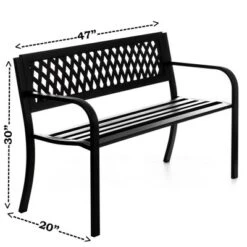 Gardenised Outdoor Steel 47 Park Bench For Yard, Patio, Garden And Deck, Black Weather Resistant Porch Bench, Park Seating -Crosley Shop GUEST ee8dce0b b4d0 4a59 8371 2229be5648a9