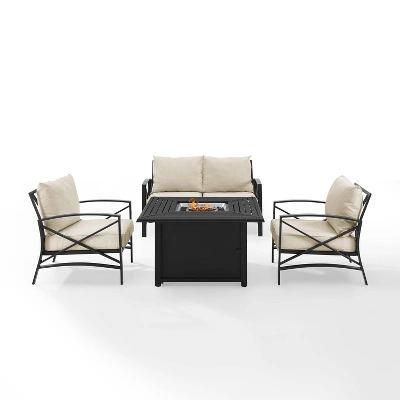 Kaplan 4pc Outdoor Conversation Set With Dante Fire Table - Oatmeal - Crosley 3 Kaplan 4pc Outdoor Conversation Set With Dante Fire Table - Oatmeal - Crosley