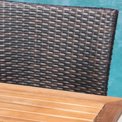 Monterey 7pc Acacia & Wicker Dining Set - Christopher Knight Home 4 Monterey 7pc Acacia & Wicker Dining Set - Christopher Knight Home - Image 2