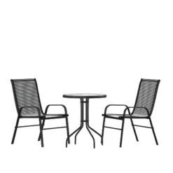 Emma And Oliver Three Piece Patio Table Set With Round Metal Frame Table With Tempered Glass Top And Two Flex Comfort Stacking Chairs 24 Emma And Oliver Three Piece Patio Table Set With Round Metal Frame Table With Tempered Glass Top And Two Flex Comfort Stacking Chairs -Crosley Shop GUEST efd6e2a8 9b87 4b39 b7f6 df041b587822