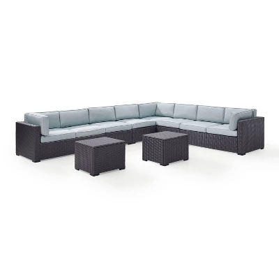 Biscayne 7pc Outdoor Wicker Sectional Set With 2 Coffee Tables - Sangria - Crosley 7 Biscayne 7pc Outdoor Wicker Sectional Set With 2 Coffee Tables - Sangria - Crosley - Image 5
