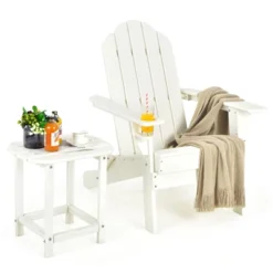 Tangkula Patio 2PCS Adirondack Chair Side Table Set Outdoor Chair Set With End Table Weather Resistant Cup Holder For Backyard Garden White -Crosley Shop GUEST f0967f33 46fb 4485 9909 5e0d99789d5e