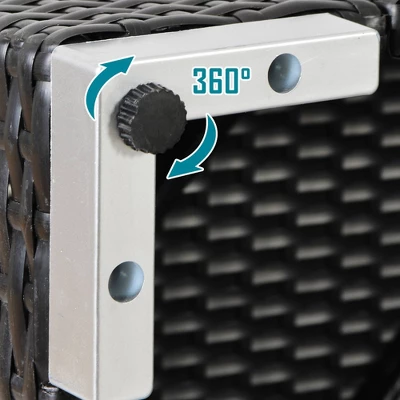 7pc Wicker Patio Conversation Set With Pillows & Cushions - Espresso/Blue - GODEER 6 7pc Wicker Patio Conversation Set With Pillows & Cushions - Espresso/Blue - GODEER - Image 4