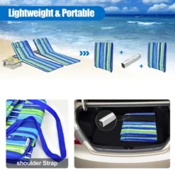 Costway 3-Piece Beach Lounge Chair Mat Set 2 Adjustable Lounge Chairs With Table BlueStripe 16 Costway 3-Piece Beach Lounge Chair Mat Set 2 Adjustable Lounge Chairs With Table BlueStripe -Crosley Shop GUEST f15b8720 7dd2 43b4 ae22 52428a1b676d