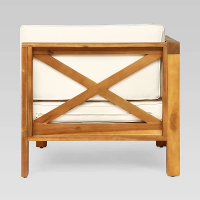 Brava 4pc Acacia Modular Sofa And Table Set - Teak/Beige - Christopher Knight Home 5 Brava 4pc Acacia Modular Sofa And Table Set - Teak/Beige - Christopher Knight Home - Image 3