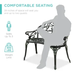 Best Choice Products Outdoor Bench Steel Garden Patio Porch Furniture W/ Floral Accent, Antique Finish 13 Best Choice Products Outdoor Bench Steel Garden Patio Porch Furniture W/ Floral Accent, Antique Finish -Crosley Shop GUEST f277594c da05 486d a432 cbb948465a05