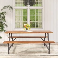 Costway Acacia Wood Patio Picnic Table Bench Set With 71'' Tabletop & 2'' Umbrella Hole 12 Costway Acacia Wood Patio Picnic Table Bench Set With 71'' Tabletop & 2'' Umbrella Hole -Crosley Shop GUEST f2a163e0 0ed5 4122 b3e9 243b7c3ad53b