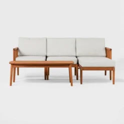 Saracina Home 4pc Modern Boho Eucalyptus Spindle Outdoor Sectional Set -Crosley Shop GUEST f446e2a0 2704 4f48 8df0 4f1ef2c2f33a