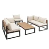 4pc Metal & Wood All Weather Patio Sectional Set - Natural - Saracina Home -Crosley Shop GUEST f449b833 16af 42b9 8980 c1fc5b48a8af