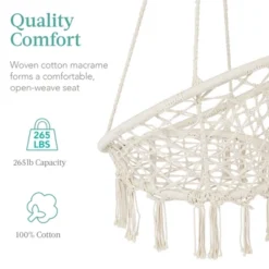 Best Choice Products Handwoven Cotton Macramé Hammock Hanging Chair Swing For Indoor & Outdoor Use W/ Backrest -Crosley Shop GUEST f582b728 de76 4876 b4d6 f6e7976ee5ad