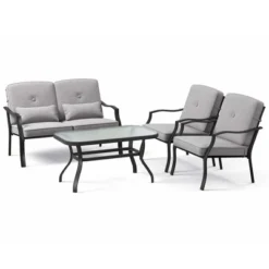 Costway 4 PCS Patio Furniture Set Outdoor Conversation Sofa Tempered Glass Coffee Table -Crosley Shop GUEST f607636e 24fb 498a a764 746baee8ecbe