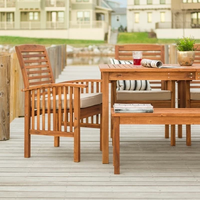 Ravenscroft 6pc Acacia Wood Patio Dining Set - Brown - Saracina Home 6 Ravenscroft 6pc Acacia Wood Patio Dining Set - Brown - Saracina Home - Image 4