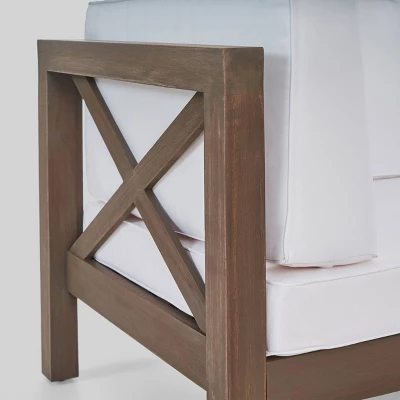 Brava 4pc Acacia Modular Sofa And Table Set - Gray/White - Christopher Knight Home 4 Brava 4pc Acacia Modular Sofa And Table Set - Gray/White - Christopher Knight Home - Image 2