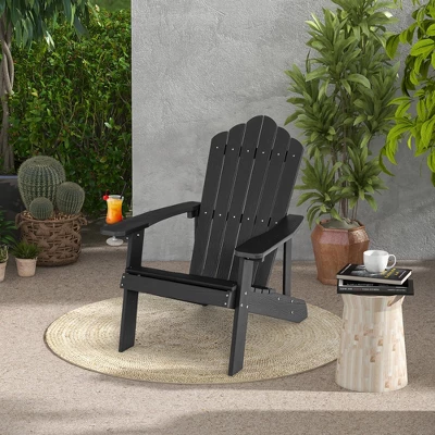 Costway Patio HIPS Adirondack Chair With Cup Holder Weather Resistant Outdoor 380 LBS Black/Teak/Green/Navy/Red/Gray/White/Yellow 3 Costway Patio HIPS Adirondack Chair With Cup Holder Weather Resistant Outdoor 380 LBS Black/Teak/Green/Navy/Red/Gray/White/Yellow