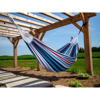 The Hamptons Collection 144” Black And Blue Striped Two Person Brazilian Style Hammock 5 The Hamptons Collection 144” Black And Blue Striped Two Person Brazilian Style Hammock - Image 3