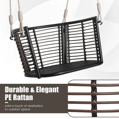 Costway Patio Hanging Rattan Basket Chair Swing Hammock Chair With Seat Cushion 8 Costway Patio Hanging Rattan Basket Chair Swing Hammock Chair With Seat Cushion - Image 6