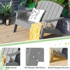 Costway Patio Adirondack Chair Loveseat Bench HDPE Weather Resistant Deck Grey -Crosley Shop GUEST f7c4a15e 7a72 437d 99be a29555b3cd0d