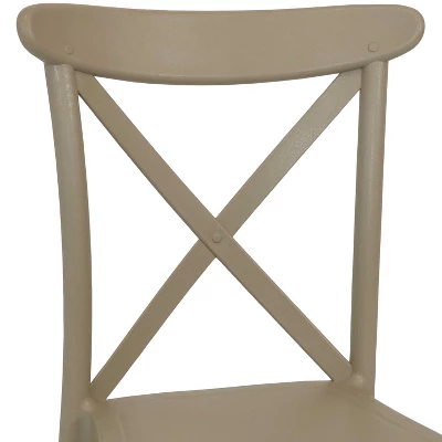 Sunnydaze Decor Sunnydaze Crossback Design Plastic All-Weather Commercial-Grade Bellemead Indoor/Outdoor Patio Dining Chair, Tan, 2pk 4 Sunnydaze Decor Sunnydaze Crossback Design Plastic All-Weather Commercial-Grade Bellemead Indoor/Outdoor Patio Dining Chair, Tan, 2pk - Image 2