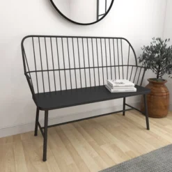 Traditional Outdoor Patio Bench - Black - Olivia & May -Crosley Shop GUEST f8615af7 f5ba 4517 9877 5e5711938597