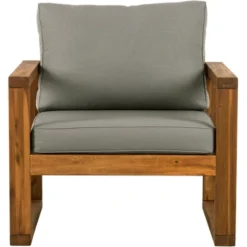 Galia 2pc Square Leg Acacia Wood Chair And Ottoman With Cushions - Brown - Saracina Home -Crosley Shop GUEST f862c995 9ccc 4778 bd23 a9d1f46b9f67