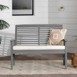 Ravenscroft Modern Boho Acacia Wood Slatted Outdoor Loveseat With Cushion - Saracina Home -Crosley Shop GUEST f8d474ed ee58 4568 8446 360382d2da01