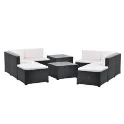 10pc Wicker Patio Sectional Seating Set With Cushion - Black/Beige - GODEER -Crosley Shop GUEST f91f0d89 ea09 48ac b771 5f52b64f054a
