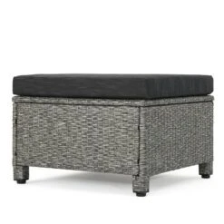Puerta 2pk Outdoor Wicker Ottomans With Cushions - Black/Dark Gray - Christopher Knight Home -Crosley Shop GUEST f9dba45b 9fc9 428d a918 b2abd5fe6a56