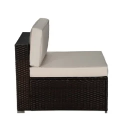 6pc Outdoor Rattan Wicker Conversation Set With Sofa, Chairs & Coffee Table - Brown/Beige - GODEER -Crosley Shop GUEST faef7a81 ad2c 42a9 9764 0b4572145d7f 1