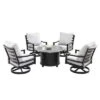 5pc Outdoor Fire Table Set With Geometric 44" Round Fire Table, 4 Deep Seating Swivel Rocking Chairs & Table Fabric Covers - Oakland Living -Crosley Shop GUEST fafbc2e7 4d0e 41c0 8d04 73e144d02dcf