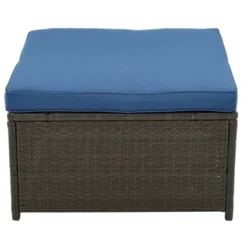 9pc Wicker Patio Sectional Seating Set With Cushions - Brown/Blue - GODEER -Crosley Shop GUEST fb4a071d 2247 43c3 85f6 ba9e599a7e98