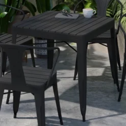 Flash Furniture All-Weather Resin Top Square Table & 4 Metal Chairs With Poly Resin Seats-Black 16 Flash Furniture All-Weather Resin Top Square Table & 4 Metal Chairs With Poly Resin Seats-Black -Crosley Shop GUEST fc56a9b0 4540 49a2 8901 c3eeaeb2a6fb