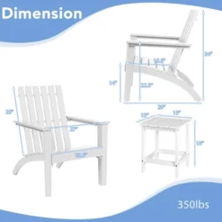 Costway 3PCS Patio Adirondack Chair Side Table Set Solid Wood Garden Deck White -Crosley Shop GUEST fcddf072 9b04 435d 91fb 07ccb5d4ab61