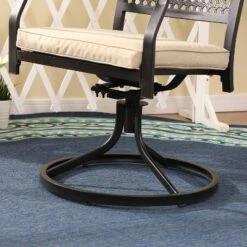 7pc Outdoor Dining Set With Swivel Chairs With Cushions & Faux Wood Table With Umbrella Hole - Captiva Designs -Crosley Shop GUEST fd07b694 c755 4e8a a466 2091a2d02cf5