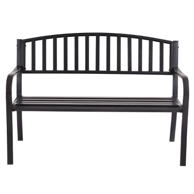 Costway 50'' Patio Garden Bench Park Yard Outdoor Furniture Steel Slats Porch Chair Seat 4 Costway 50'' Patio Garden Bench Park Yard Outdoor Furniture Steel Slats Porch Chair Seat - Image 2