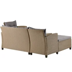 4pc Wicker Patio Conversation Set With Cushions - Beige/Brown - GODEER -Crosley Shop GUEST fd6daab4 50b5 4ebd aba0 3bcc17f25fe4
