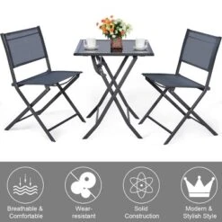 Costway 3PCS Bistro Set Garden Backyard Table Chairs Outdoor Patio Furniture Folding 13 Costway 3PCS Bistro Set Garden Backyard Table Chairs Outdoor Patio Furniture Folding -Crosley Shop GUEST fdfac00e 6de1 4883 8c3b da4b4c4f1771